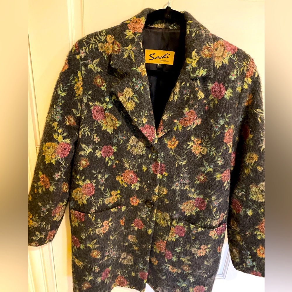 Vintage Nordstrom Sachi floral tapestry wool, cotton and mohair jacket
